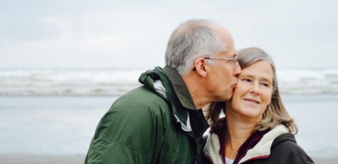 Man kissing woman on the cheek after discovering the most tax-efficient way to draw a pension