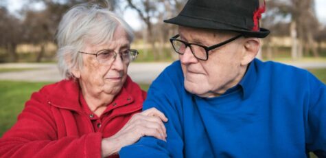 Old couple talking about retirement planning for couples